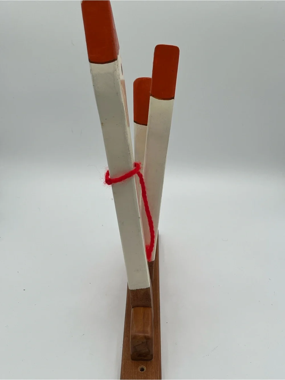 Vintage White Wooden Geese Towel Holder Rack - Harold Johnson Folk Artist 1986